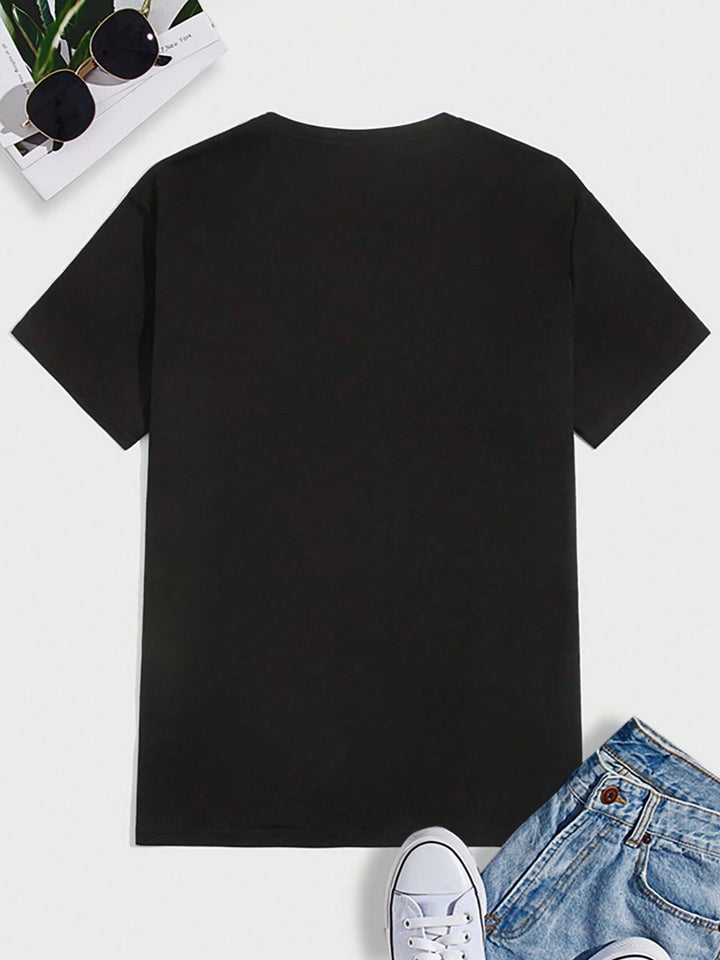 Halloween Boosch Printed Casual T-shirt, Men's Halloween Ghost Pumpkin T-shirt,